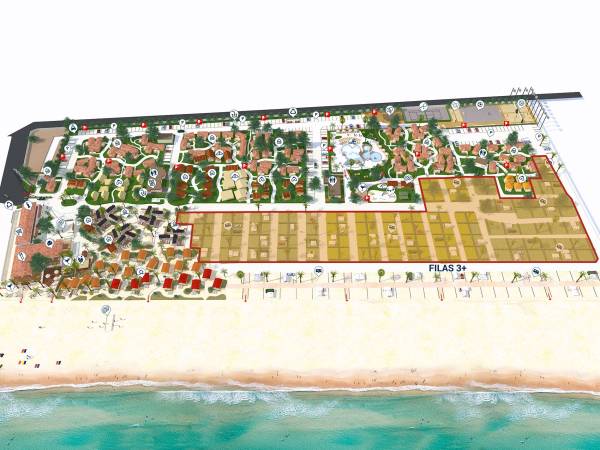 Camping pitches 2 flowers Third row beachfront with private facilities - Creixell de Mar - Camping Gavina