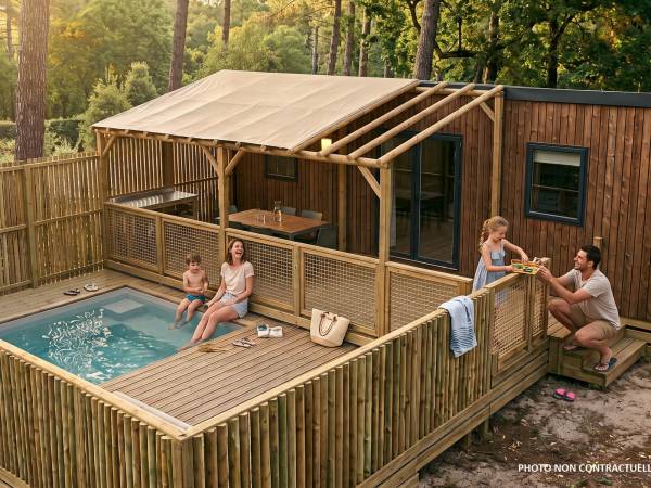 Mobil home  4 personnes 2 chambres climatisé(e) Premium avec piscine privative - Saint-Jean-de-Monts - Camping Les Sirènes