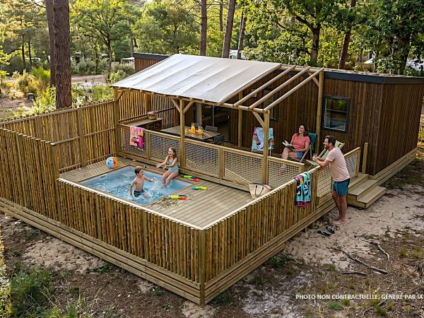 Mobil home  6 personnes 3 chambres climatisé(e) Premium avec piscine privative - Saint-Jean-de-Monts - Camping Les Sirènes