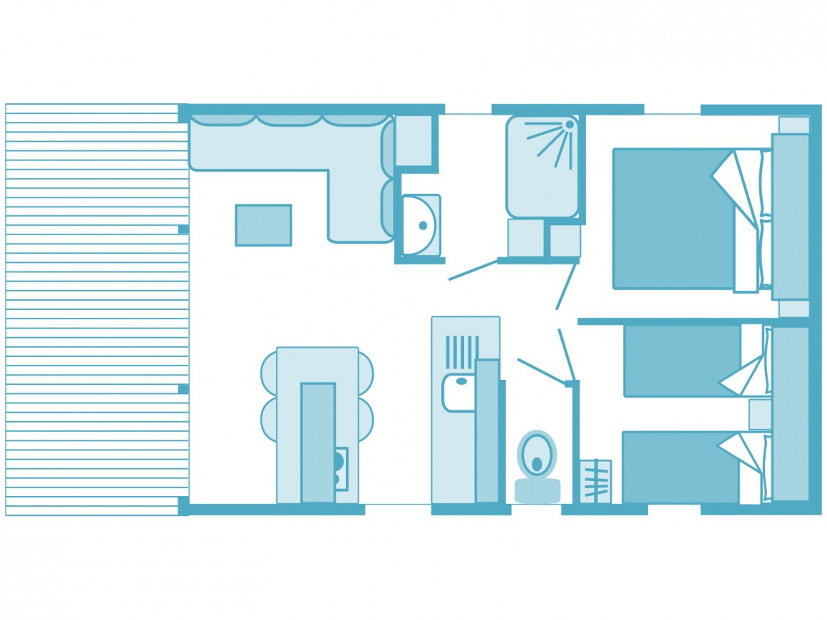 Mobil home Key Largo 4 personen 2 kamers 1 badkamer met airconditioning