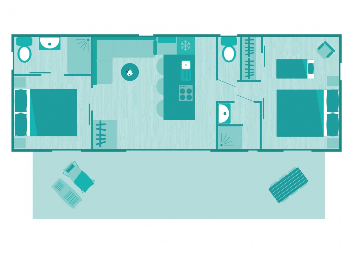 Mobilhome/Cottage Key West 4 people 2 bedrooms 2 bathrooms air