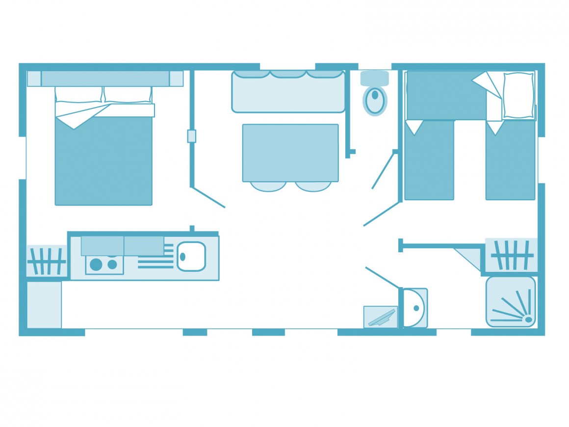 Mobilhome/Cottage 5 people 2 bedrooms 1 bathroom 3 flowers Saint