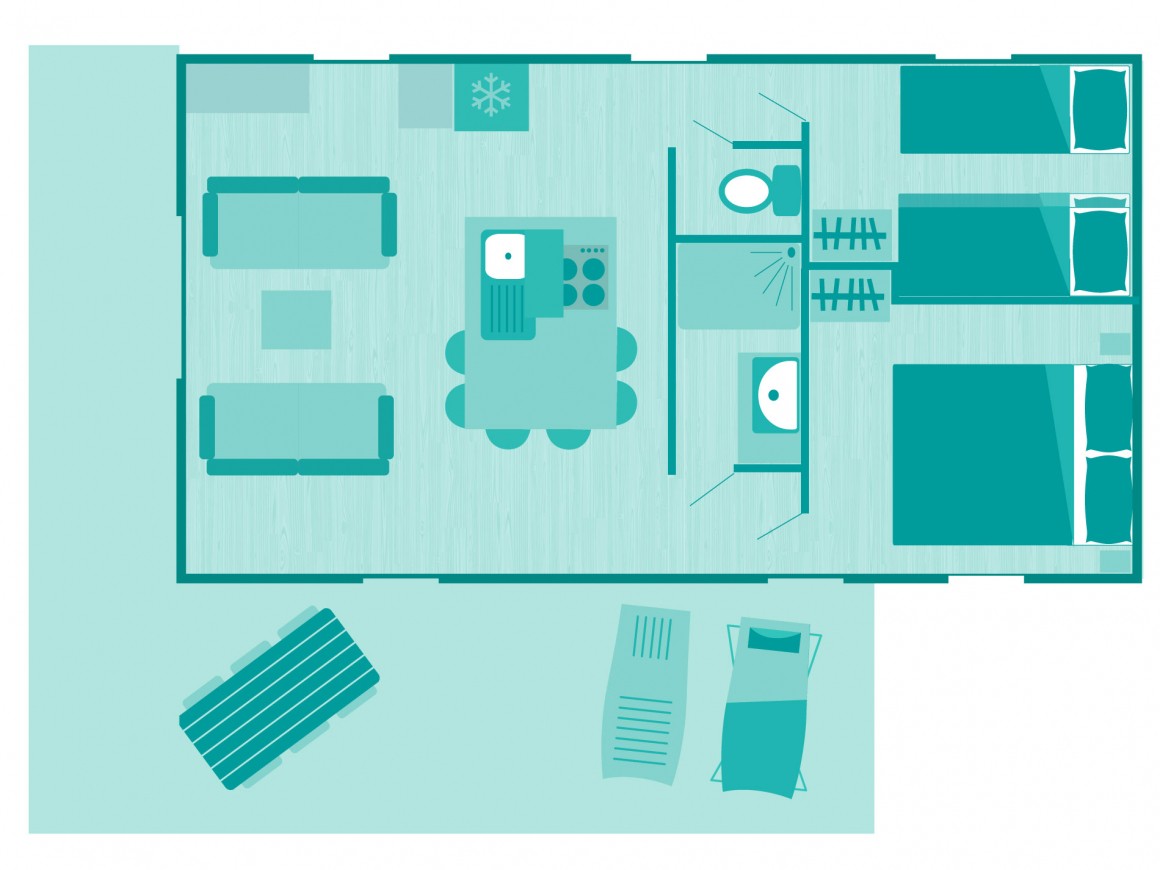 Mobile home Key West 5 people 2 bedrooms Premium Camping Gironde Premium Area