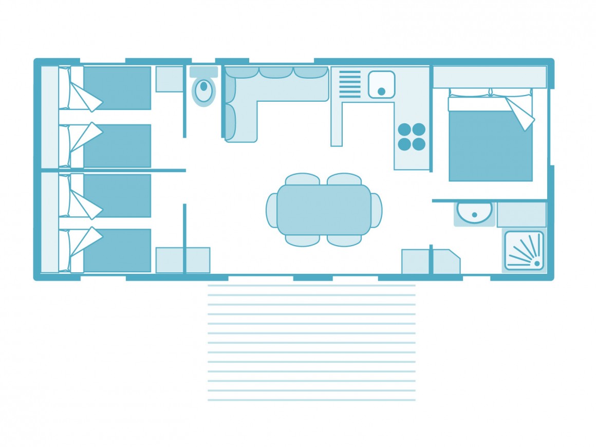 Mobilhome/Cottage Bretagne 6 personen 3 kamers 1 badkamer 3 bloemen