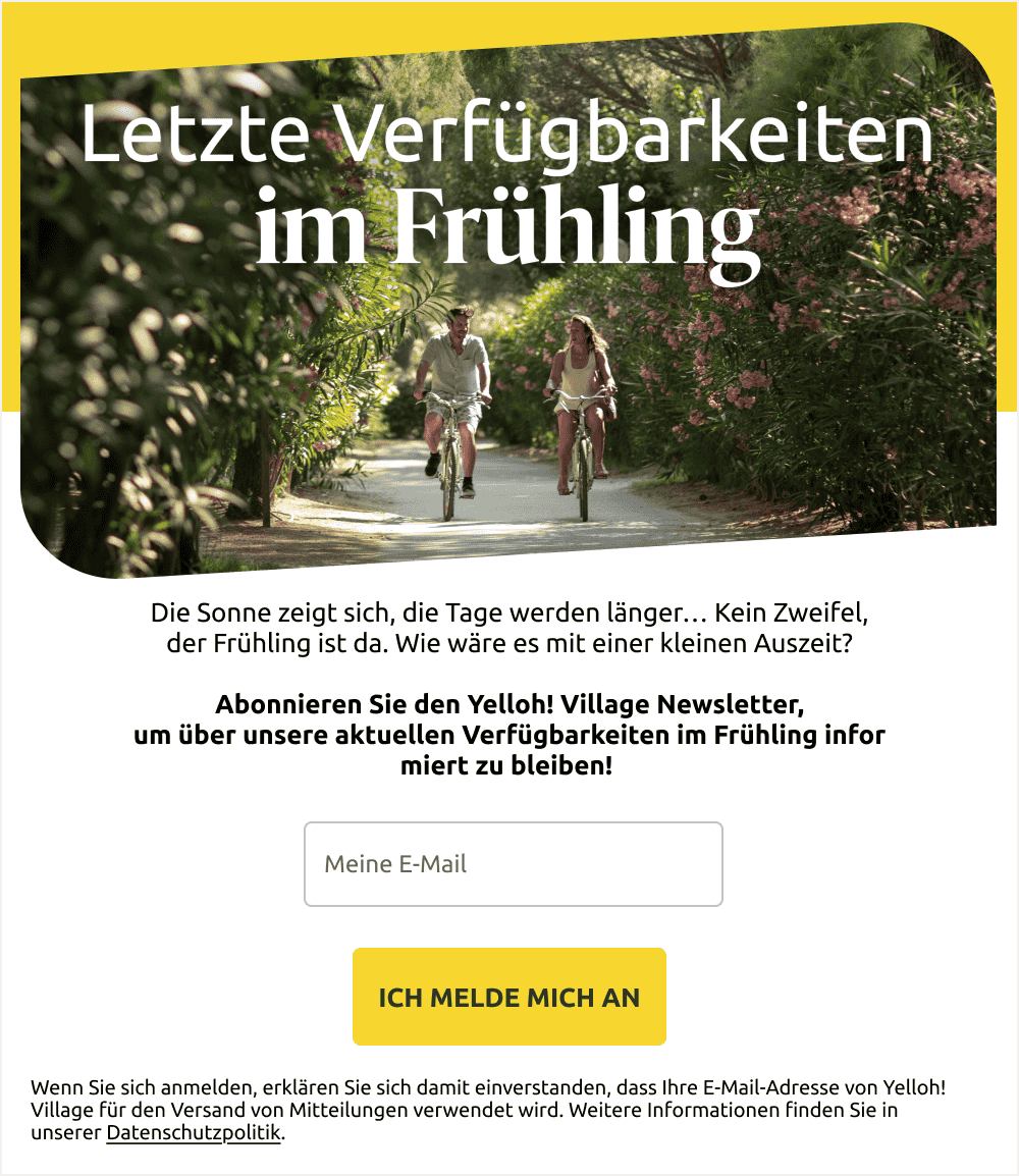 Letzte Verfügbarkeiten im Frühling